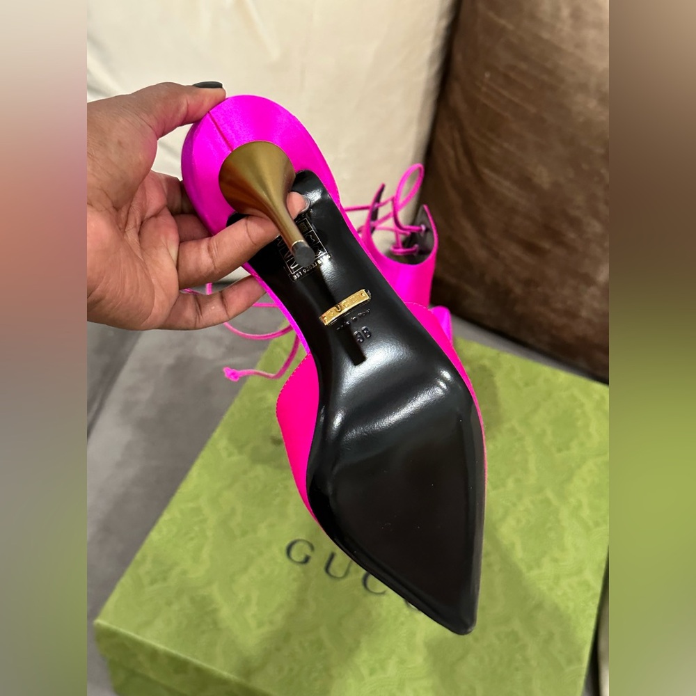 Gucci Satin Ankle-Cuff Heels - Picture 9 of 14